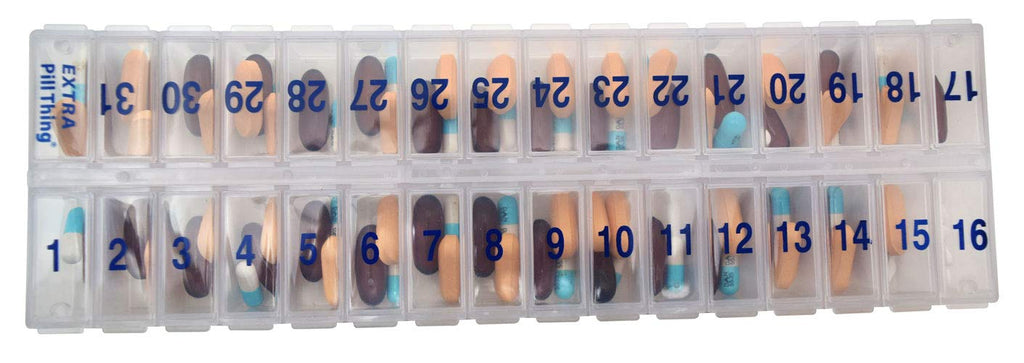 Once-a-Day Monthly Pill Organizer - Large Compartments with Removable Lid for Easy Loading - Holds 31 Days of Medications Plus E