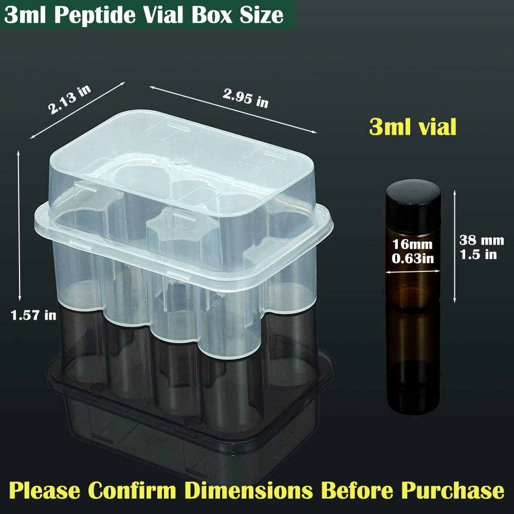 2-Pack Peptide Case for Fridge, 3 mL Vial Holder for Refrigerator, 10-Slot Insulin & Peptide Holder Each, 20 Slots Total, Semi-T