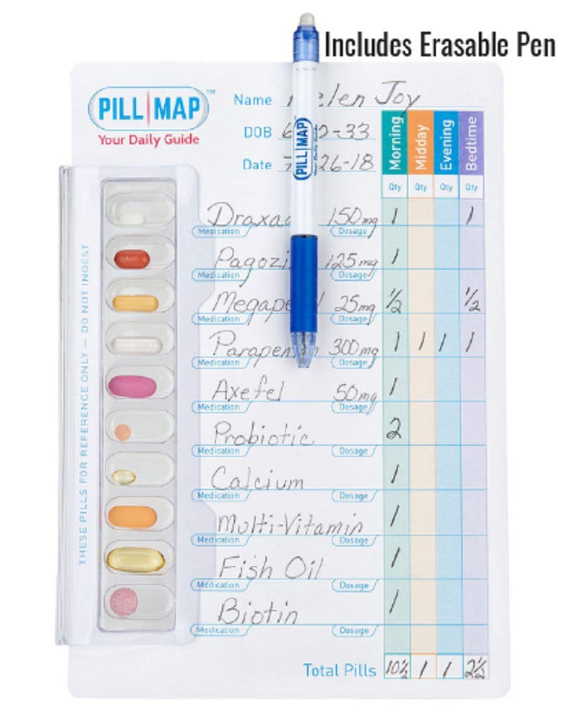 PillMap Visual Pill Planner for Medication, Supplements, and Vitamins Management Guide for Pill Box Organizer Containers, Pill M