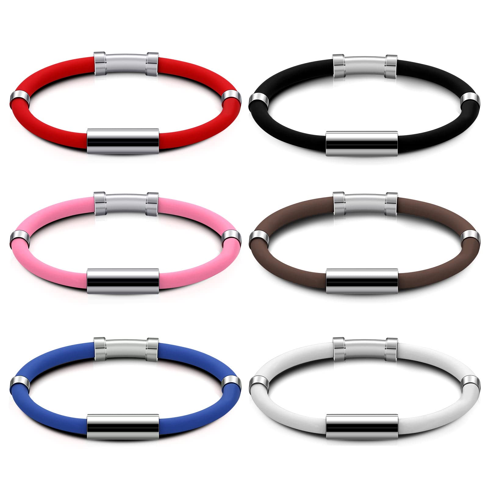 6 Pcs Balance Bracelet for Women Men Magnetic Anti Static Bracelet Stainless Steel Vertigo Bracelet Antistatic Wrist Band Sports