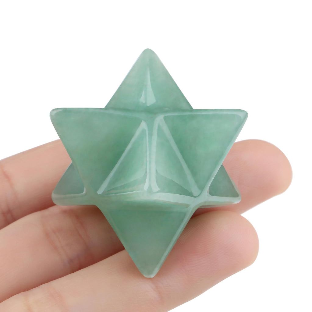 QINJIEJIE Green Aventurine Merkaba Crystal Natural Healing Stones Sacred Meditation Energy Generator 1 Home Decor Protection Cle