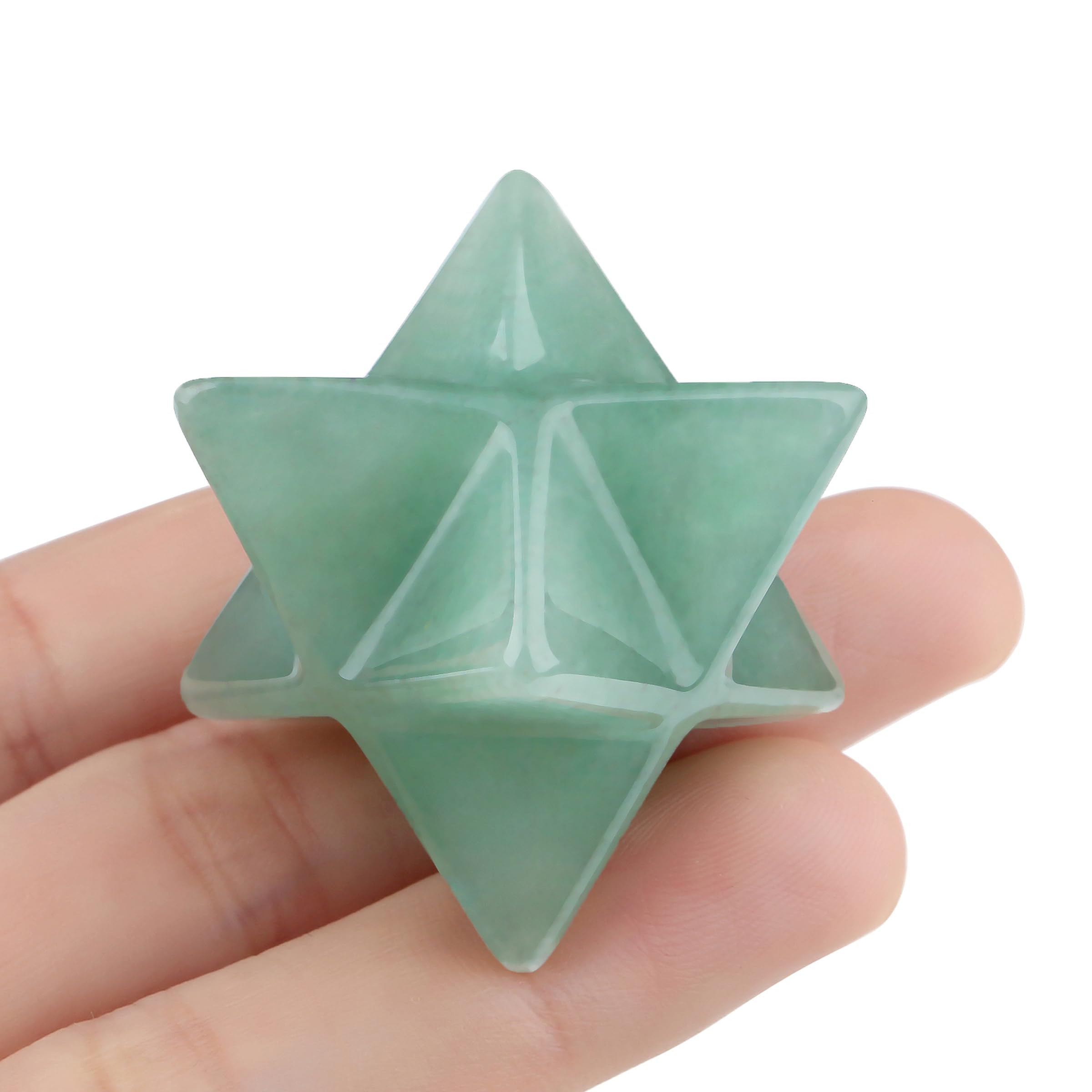 QINJIEJIE Green Aventurine Merkaba Crystal Natural Healing Stones Sacred Meditation Energy Generator 1 Home Decor Protection Cle