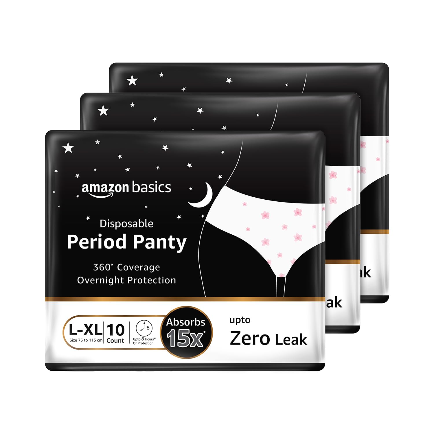 Amazon Basics Disposable Period Panties For Girls & Women| LXl | 30 Count (10 X Pack Of 3) | 360 Coverage | Upto 8 Hours Of Pro
