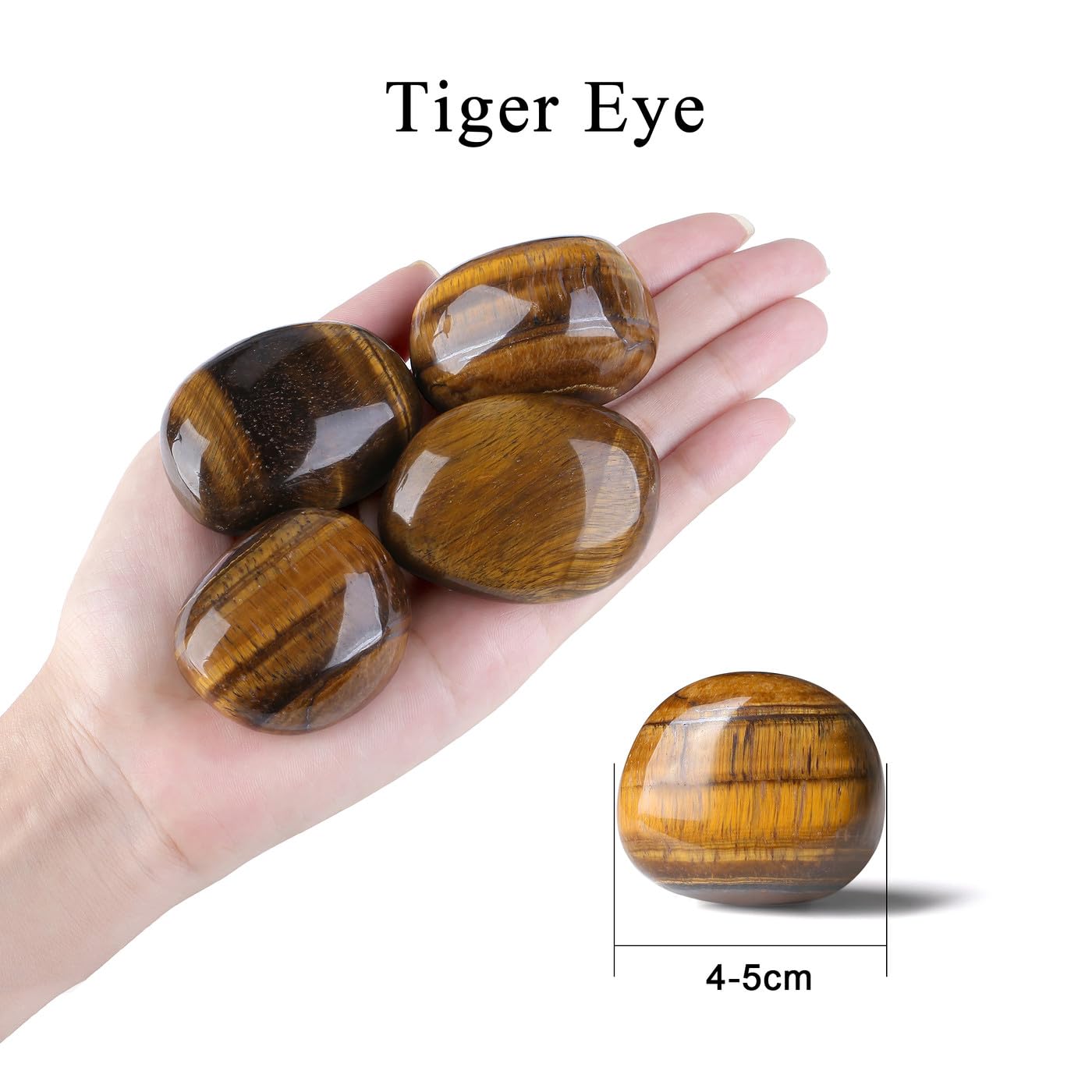 MAIBAOTA 1.6-2.0'' Tigers Eye Crystal Large Tiger Eye Stone Reiki Natural Tumbled Polished Stones for Energy Witchcraft Therapy