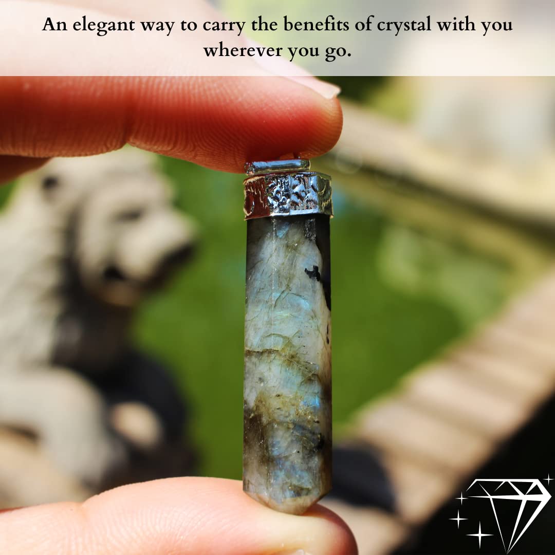 Sugandha Wellness Labradorite & Black Tourmaline Healing Crystal Necklace - Powerful Protection Pendant for Positivity. Spiritua