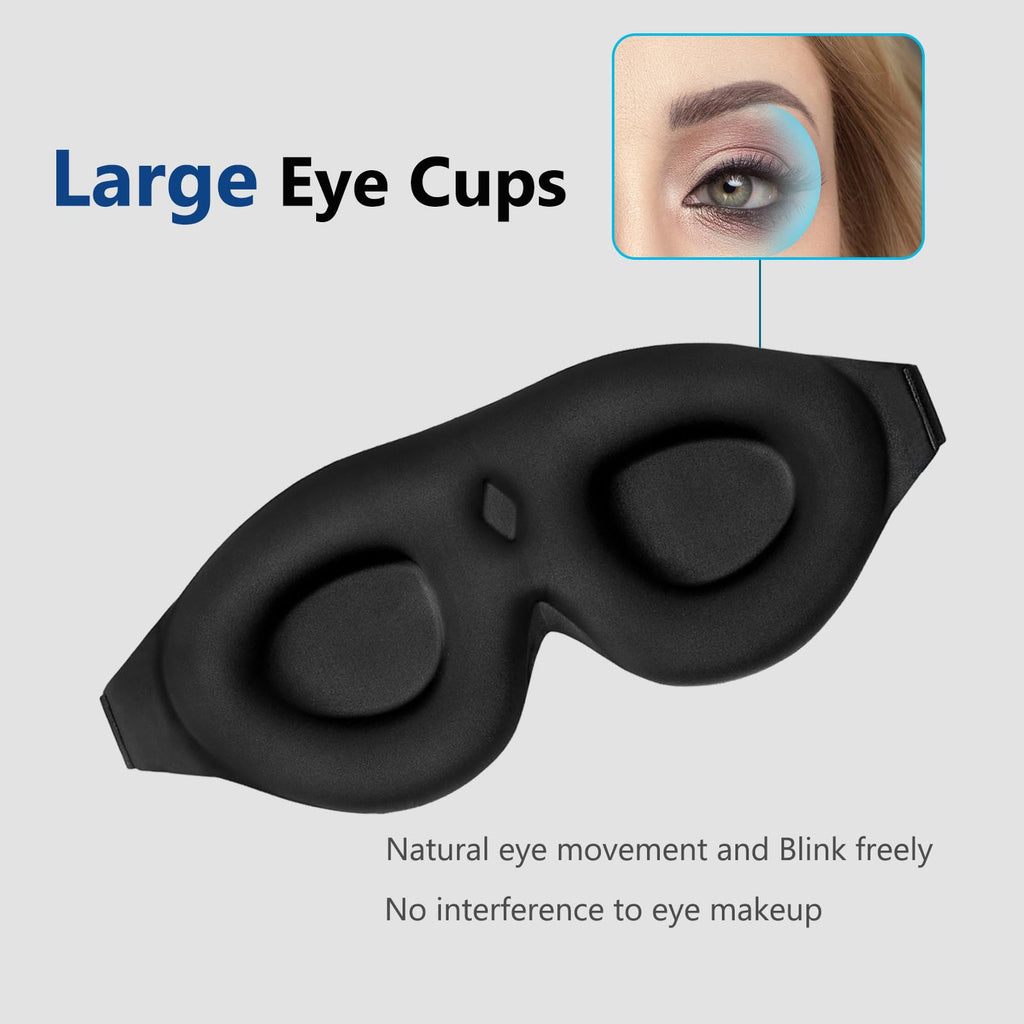 ALASKA BEAR Sleep Mask Memory Foam Contoured Eye Cups for Women and Men, Soft 3D Blackout Eye Mask for Sleeping No Pressure on E