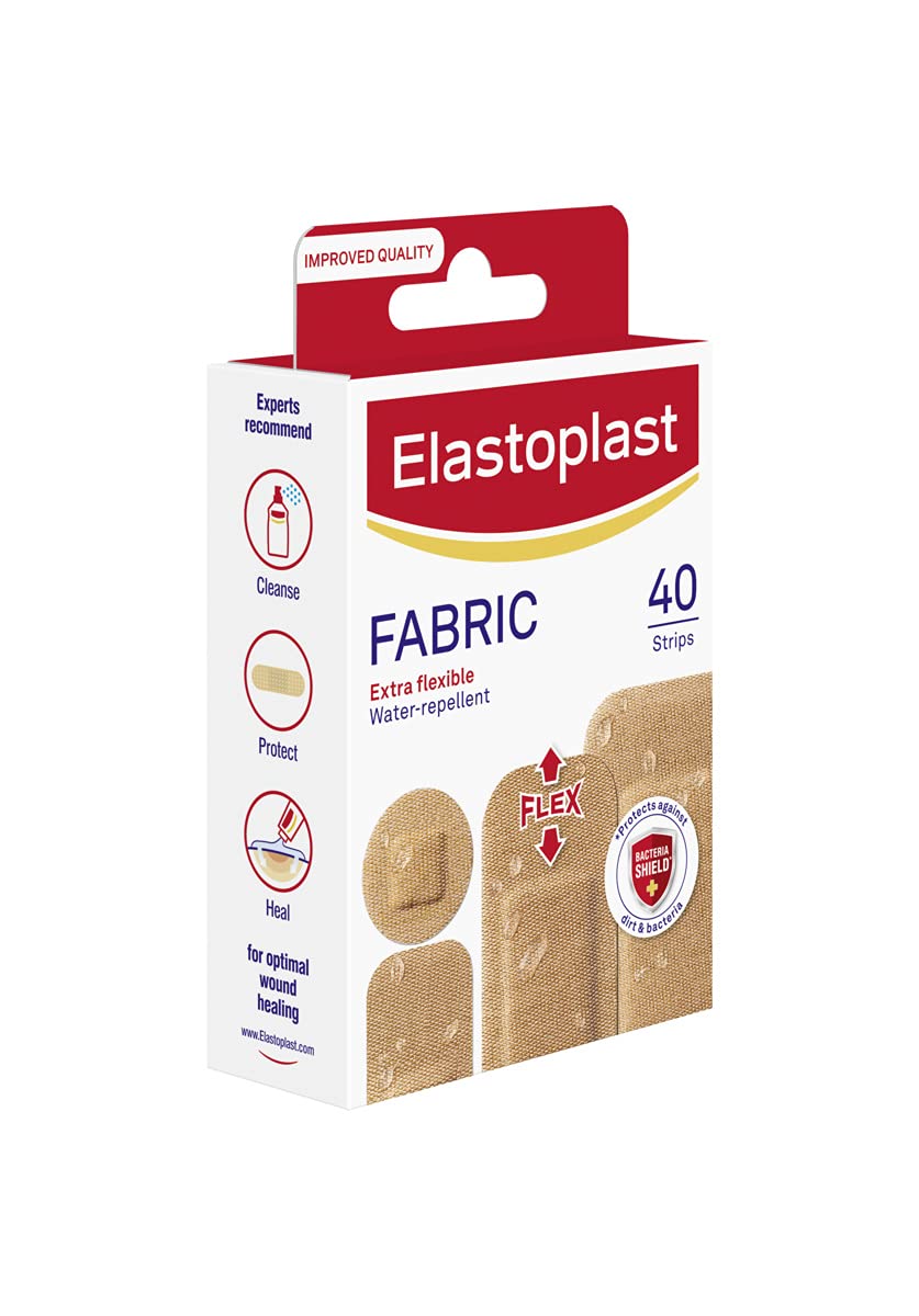 Elastoplast Extra Flexible Fabric Plaster Strips (10 x 40 Pieces), Extra Flexible Fabric Plasters, Breathable Plasters, Flexible
