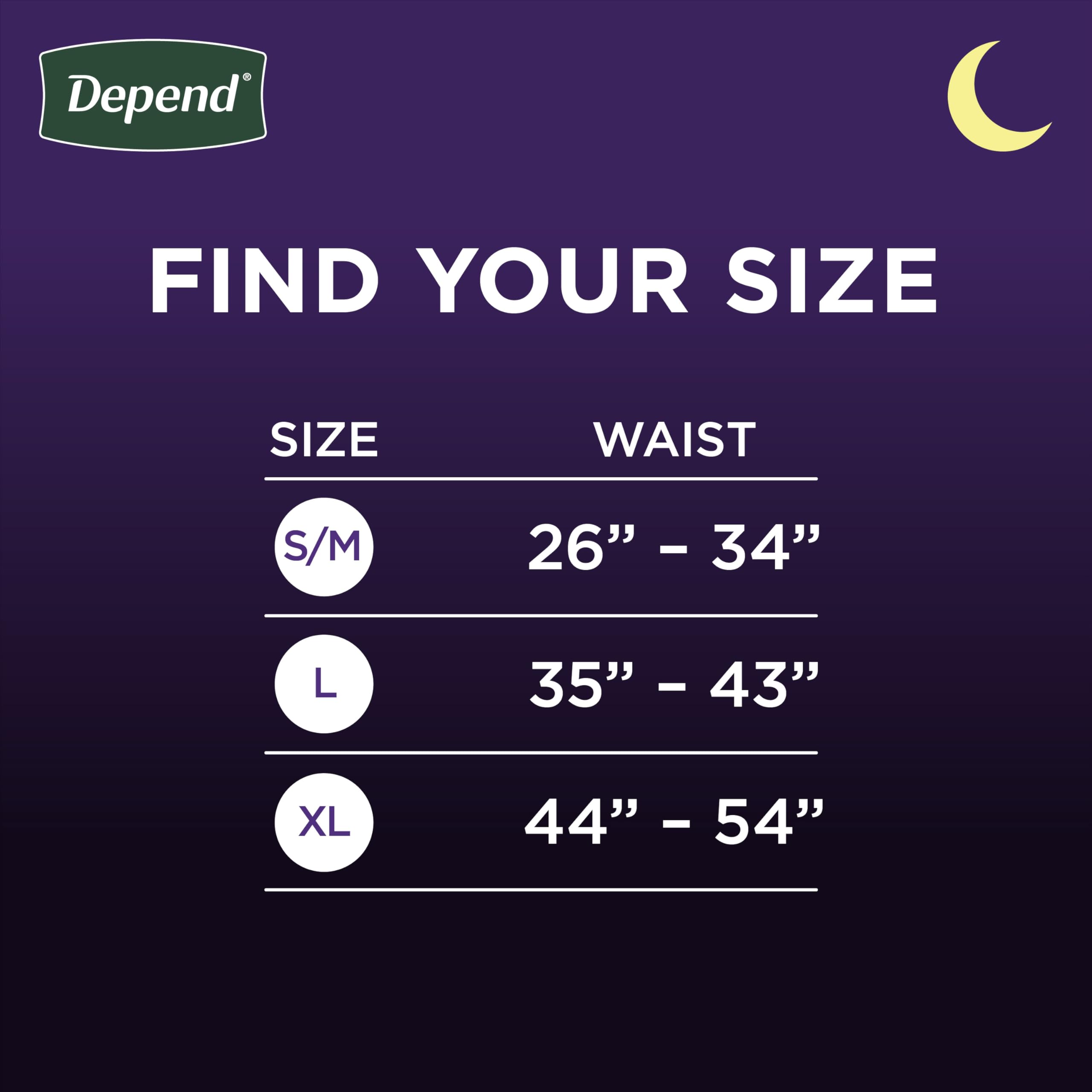 Depend Night Defense Adult Diapers, Incontinence Underwear for Men, Disposable, Overnight, Extra-Large, Grey, 12 Count, Packagin