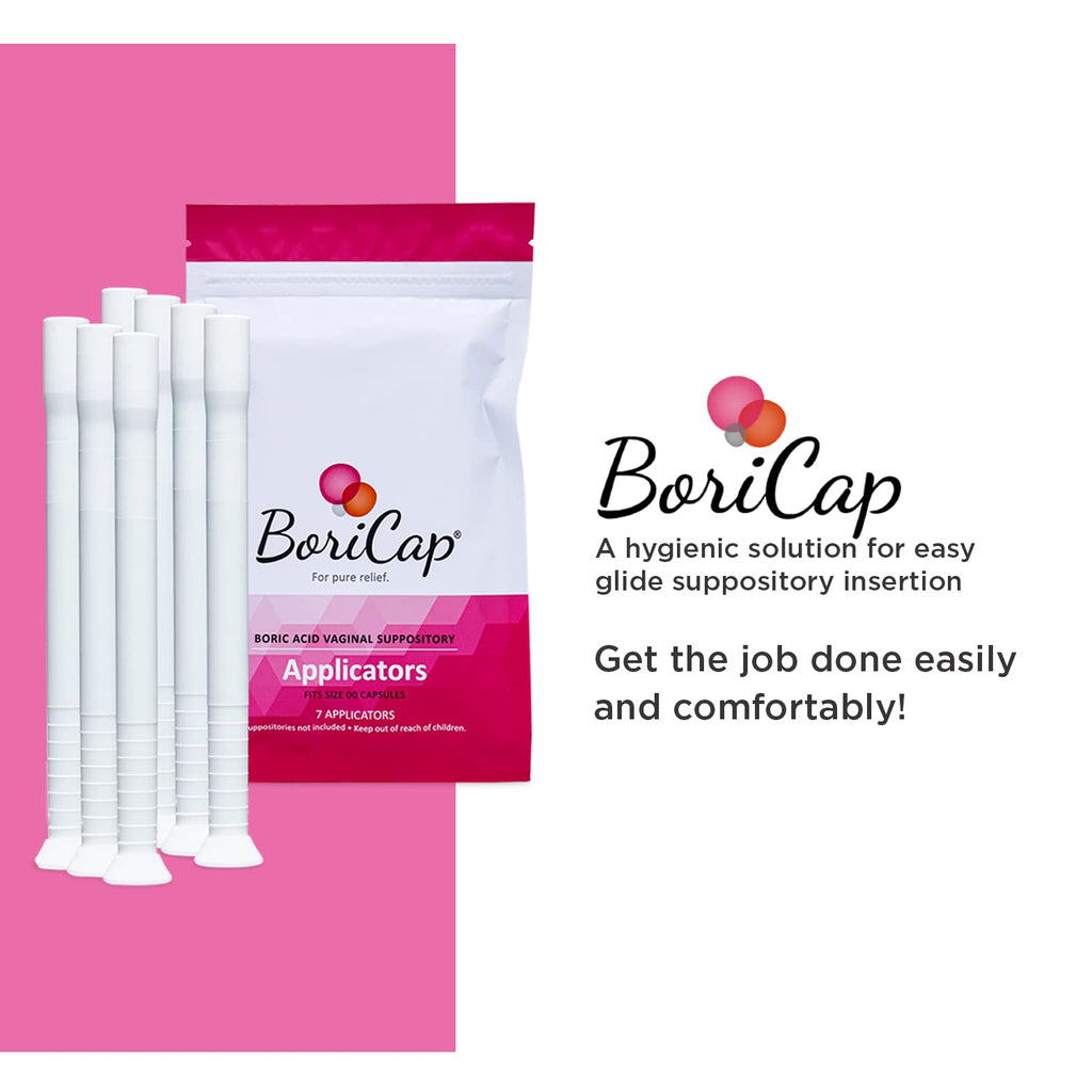BoriCap Boric Acid Vaginal Suppository Applicators, 7 Applicators - Hygienic Solution for Easy Glide Applicator Insertion - Wash