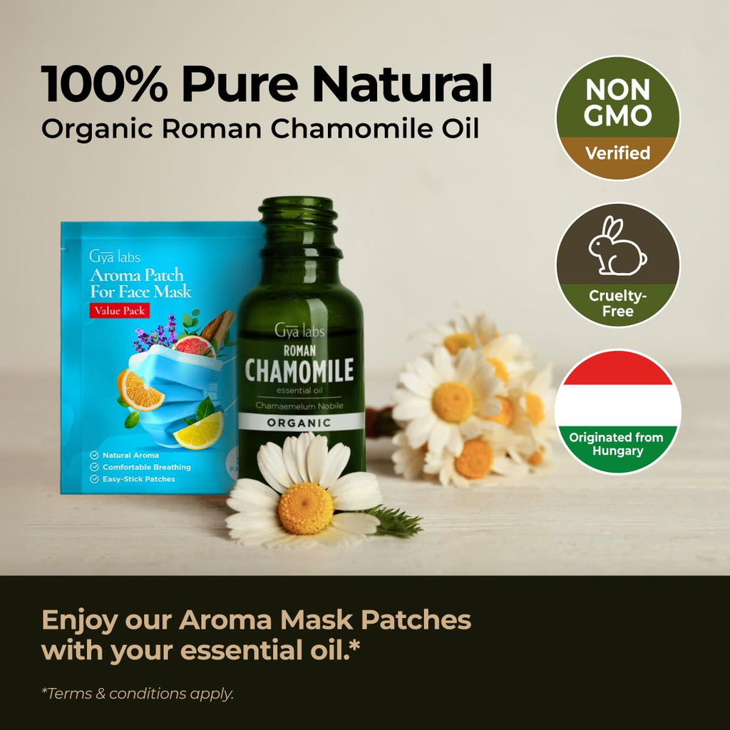 Gya Labs Organic Roman Chamomile Essential Oil for Diffuser - 100% Pure Natural Organic Roman Chamomile Oil for Skin & Hair, Rel