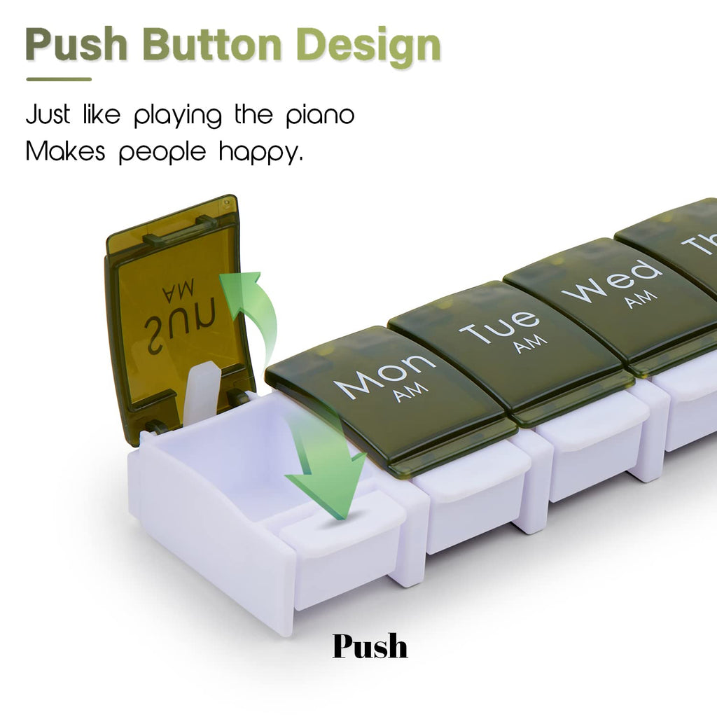 2 Week Pill Box, MOLN HYMY 7 Day Pill Organizer 2 Times a Day, Weekly Pill Container to Hold Medication, Vitamins Fish Oils (Gre