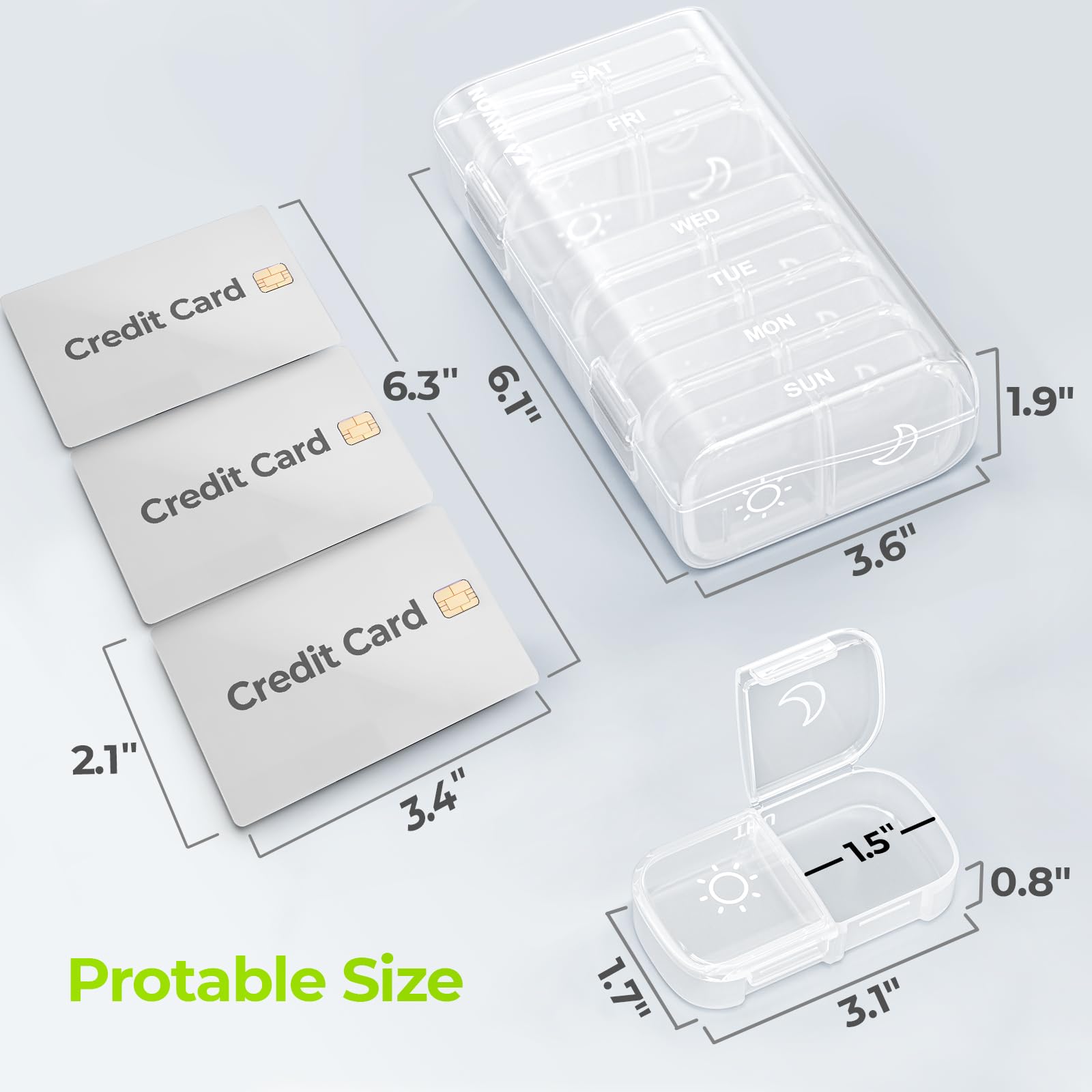 AUVON XL Weekly Pill Organizer 2 Times a Day, Pill Box 7 Day with One-Side Large Openings for Easy to Use, White AM PM Pill Case