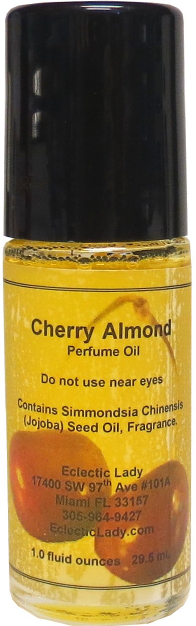 Cherry Almond Perfume Oil, 1.0 Oz Portable Roll-On Fragrance with Long-Lasting Scent, Delightful Essential Oils and Jojoba Oil f