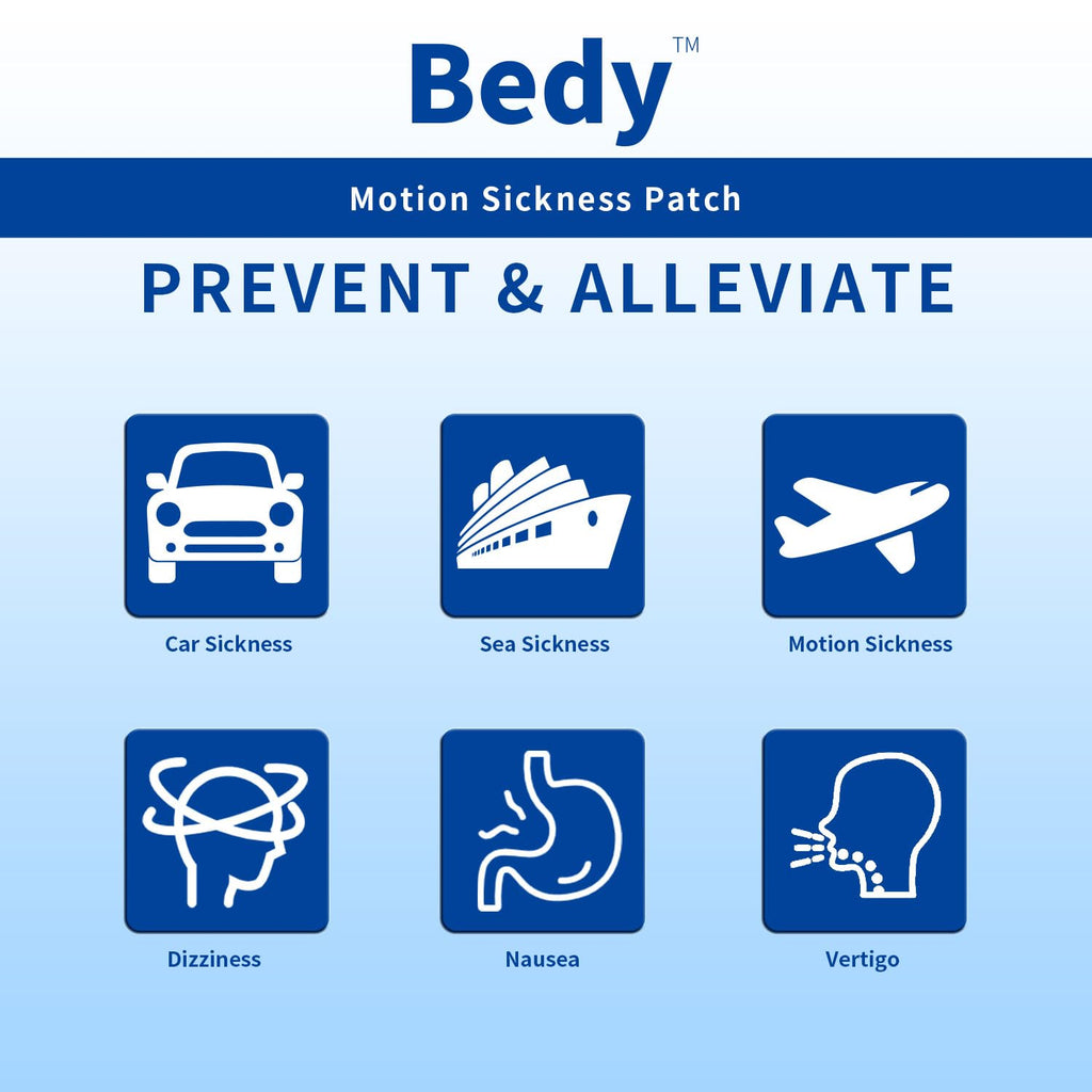 Bedy 30 Count Motion Sickness Patches | Sea Sickness Patches | Nausea Relief for Adults & Kids | Non-Drowsy | 72H Long-Lasting |
