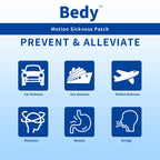 Bedy 30 Count Motion Sickness Patches | Sea Sickness Patches | Nausea Relief for Adults & Kids | Non-Drowsy | 72H Long-Lasting |