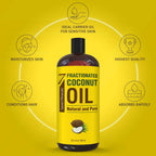 Seven Minerals, Pure Fractionated Coconut Oil - Big 32 fl oz Bottle - Non-GMO, 100% Natural, Lightweight Massage Oil for Massage