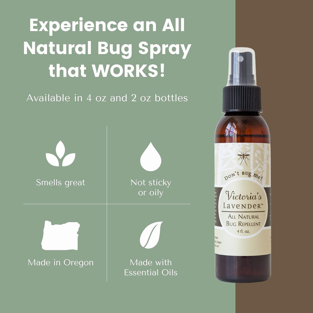 Victorias Lavender Organic Dont Bug Me Insect Spray DEET-Free, Made with Plant Based Essential Oils & Aloe Vera - Made in The U