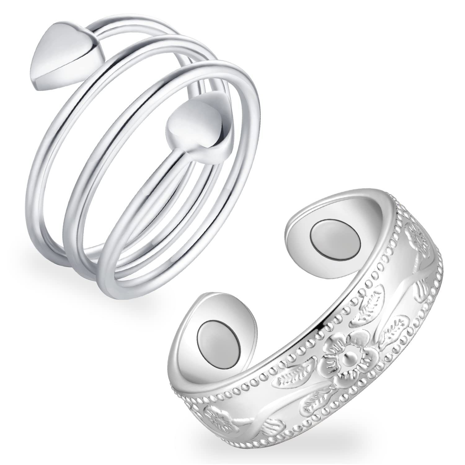 Feraco Magnetic Copper Rings for Women - 99.99% Pure Copper Ladies Thumb Ring, Gifts for Women, 2pcs