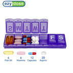 EZY DOSE Weekly (7-Day) Pill Planner, Medicine Case, Vitamin Organizer Box, Large Locking Compartments to Secure Prescription Me
