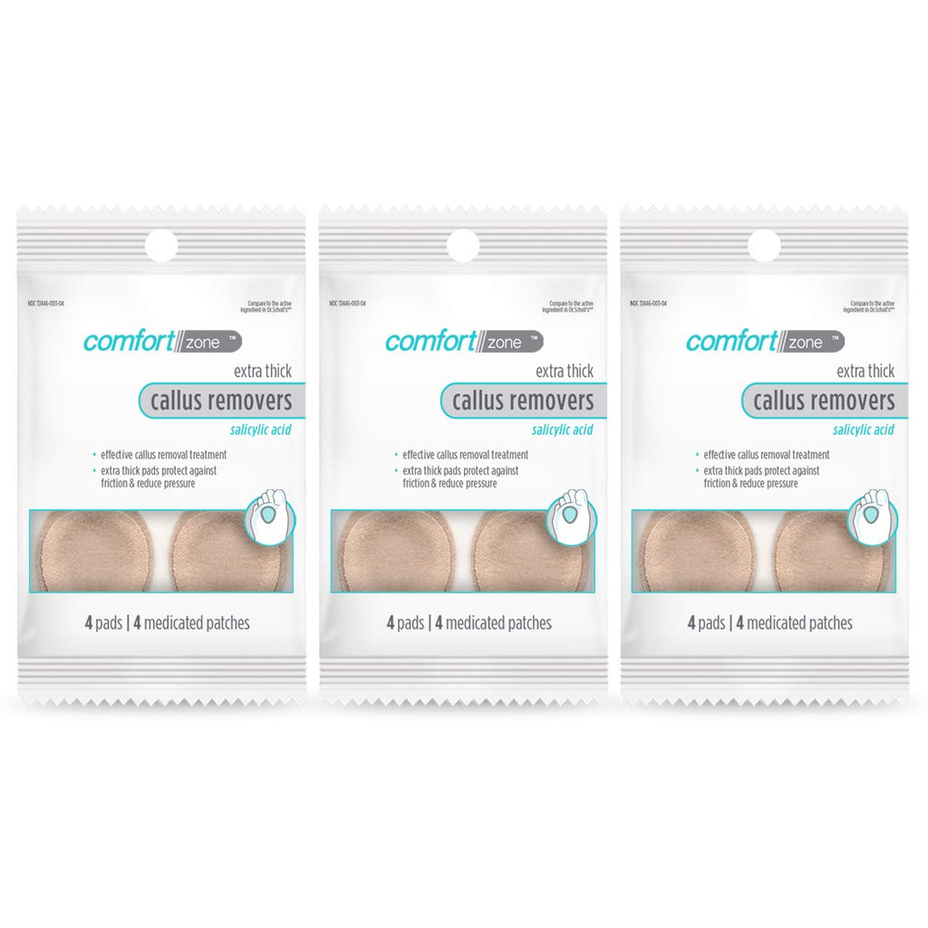 Comfort Zone Extra Thick Callus Remover, Effectively Removes Calluses and Protects Against Friction, 4 Count (Pack of 3)
