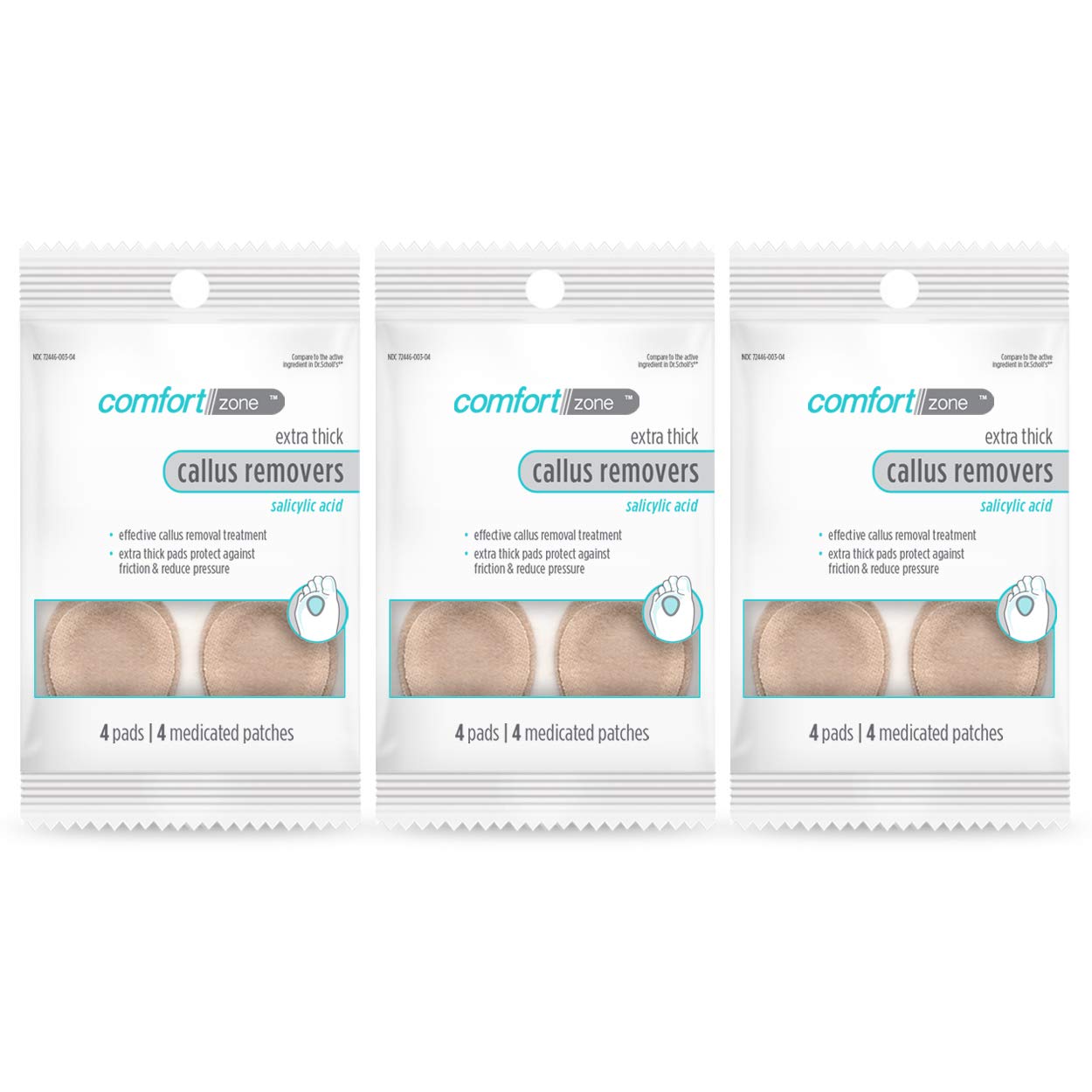 Comfort Zone Extra Thick Callus Remover, Effectively Removes Calluses and Protects Against Friction, 4 Count (Pack of 3)