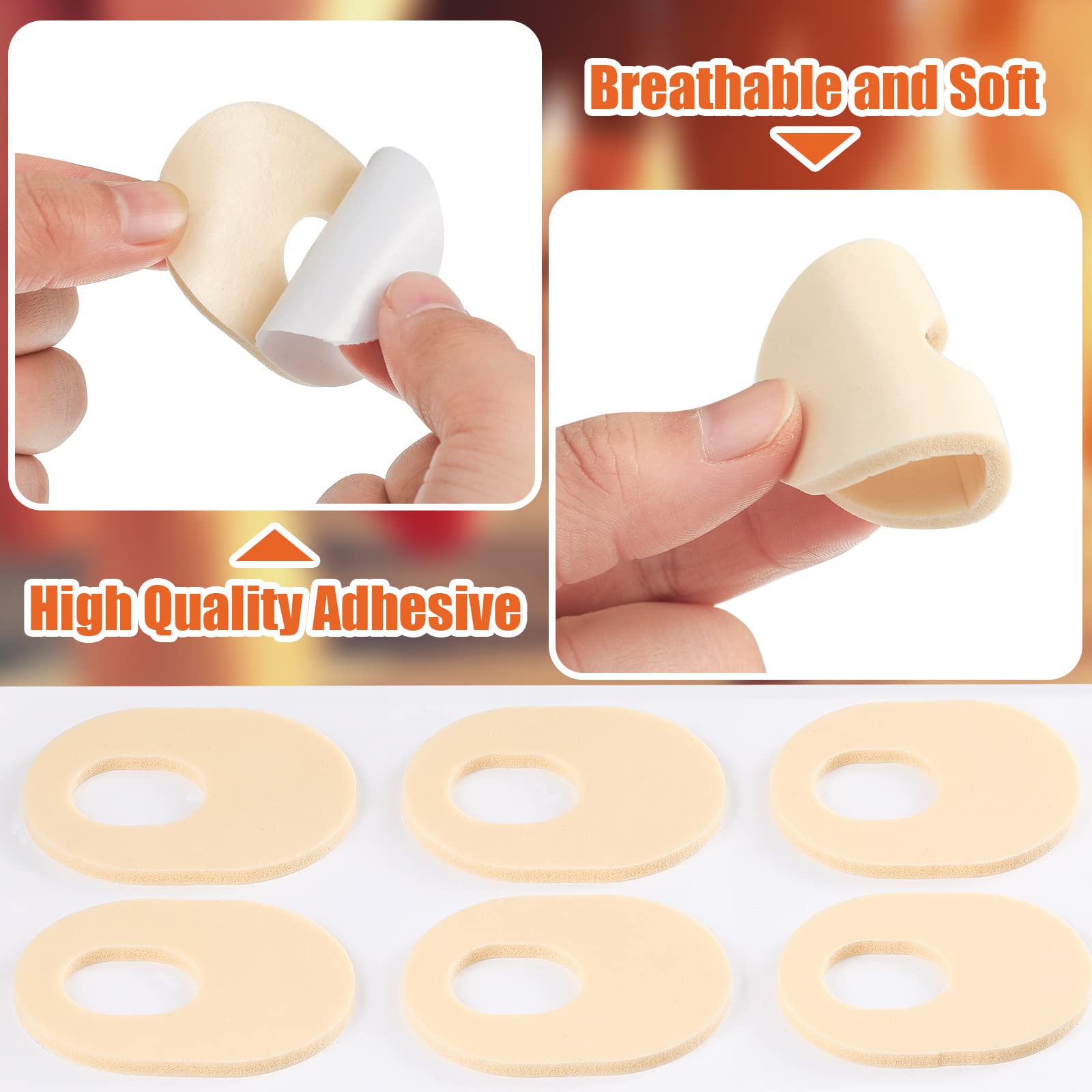 Nuanchu 72 Count Soft Foam Callus Cushions Oval Corn Cushion Pads Self Stick Adhesive Foot Care Cushions Waterproof Corn Protect