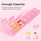 AUVON Weekly Pill Organizer with Effortless Opening Design, Arthritis Friendly Pill Box, BPA-Free Pill Organizer 7 Day, Cute & P