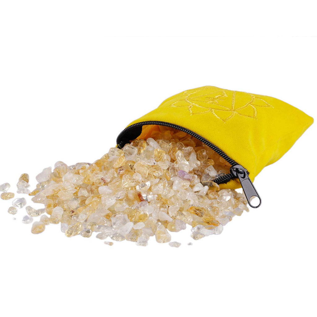 mookaitedecor 1/2 lb Citrine Tumbled Stone Chips Crushed Quartz Crystals and Healing Stones with Chakra Bag