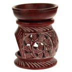 Oil Diffuser - Red Soapstone Oil Burner Round leaves 4