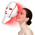 LED Face Mask Light Therapy  Gen 2 UltraLightweight Face & Neck Red Light Therapy Device  Detachable Neck Piece & 7 Color Pho