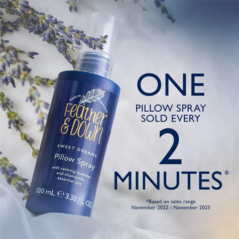 Feather & Down Sweet Dream Pillow Spray (100ml) - With Calming Lavender & Chamomile Essential Oils. Encouraging Calm, Tranquilit