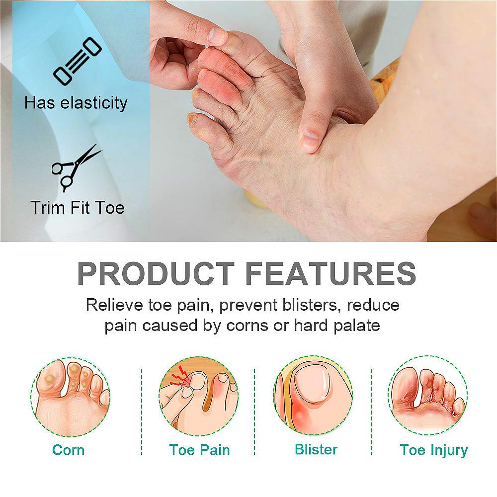 Povihome 10 Pack Toe Caps, Toe Sleeves, Toe Protectors - for Middle Toe Blisters, Corns, Injured Toenails and Hammer Toe Protect