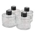 Ougual Set of 4 Cylindrical Round Glass Essential Oils Diffuser Bottles (150ML, Black Cap)