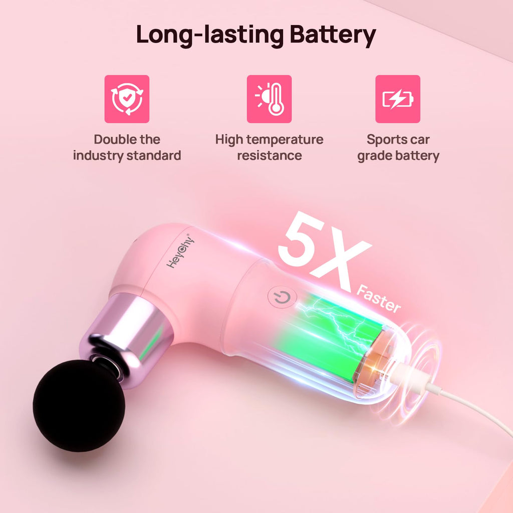 HEYCHY Super Mini Massage Gun, Deep Tissues Percussion Muscle Massager, Compact Sports Travel Massage Gun, Portable Massager Gun