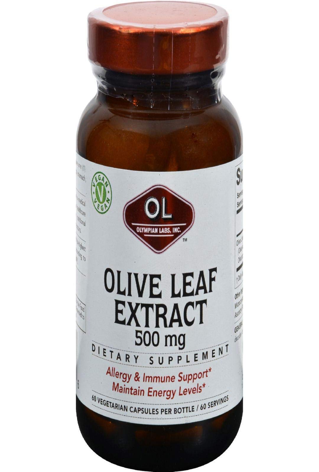 Olympian Labs Olive Leaf Extract, 500mg 60 Capsules (Pack of 2)