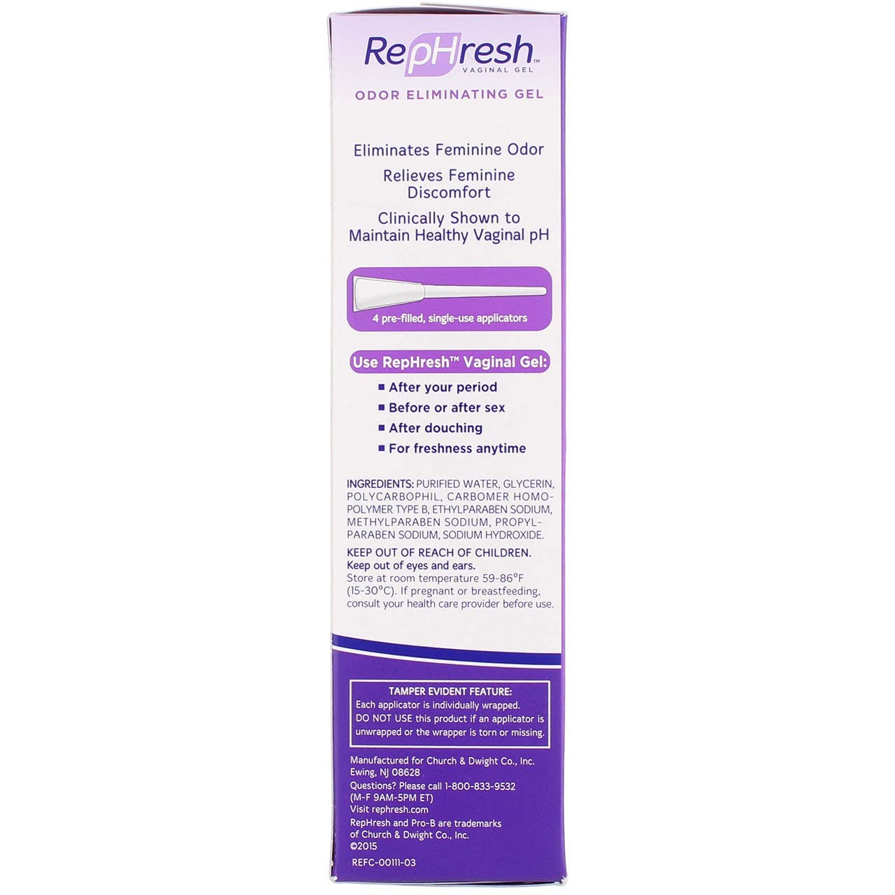 RepHresh Vaginal Gel, Odor Eliminating Gel, 4 ea (Pack of 2)