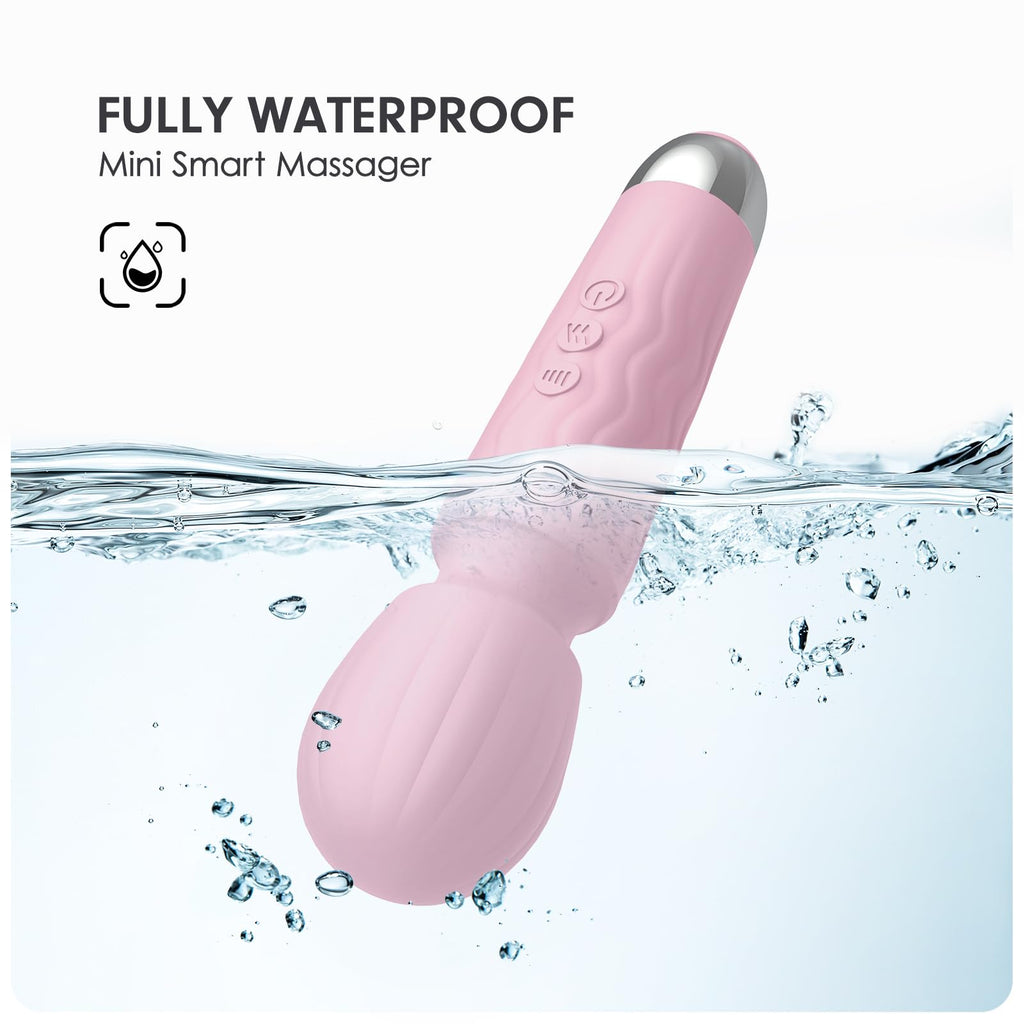 MANFLY Rechargeable Travel Mini Home Massage Tool, Handheld Quiet Powerful Neck Muscle Massager (Pink)