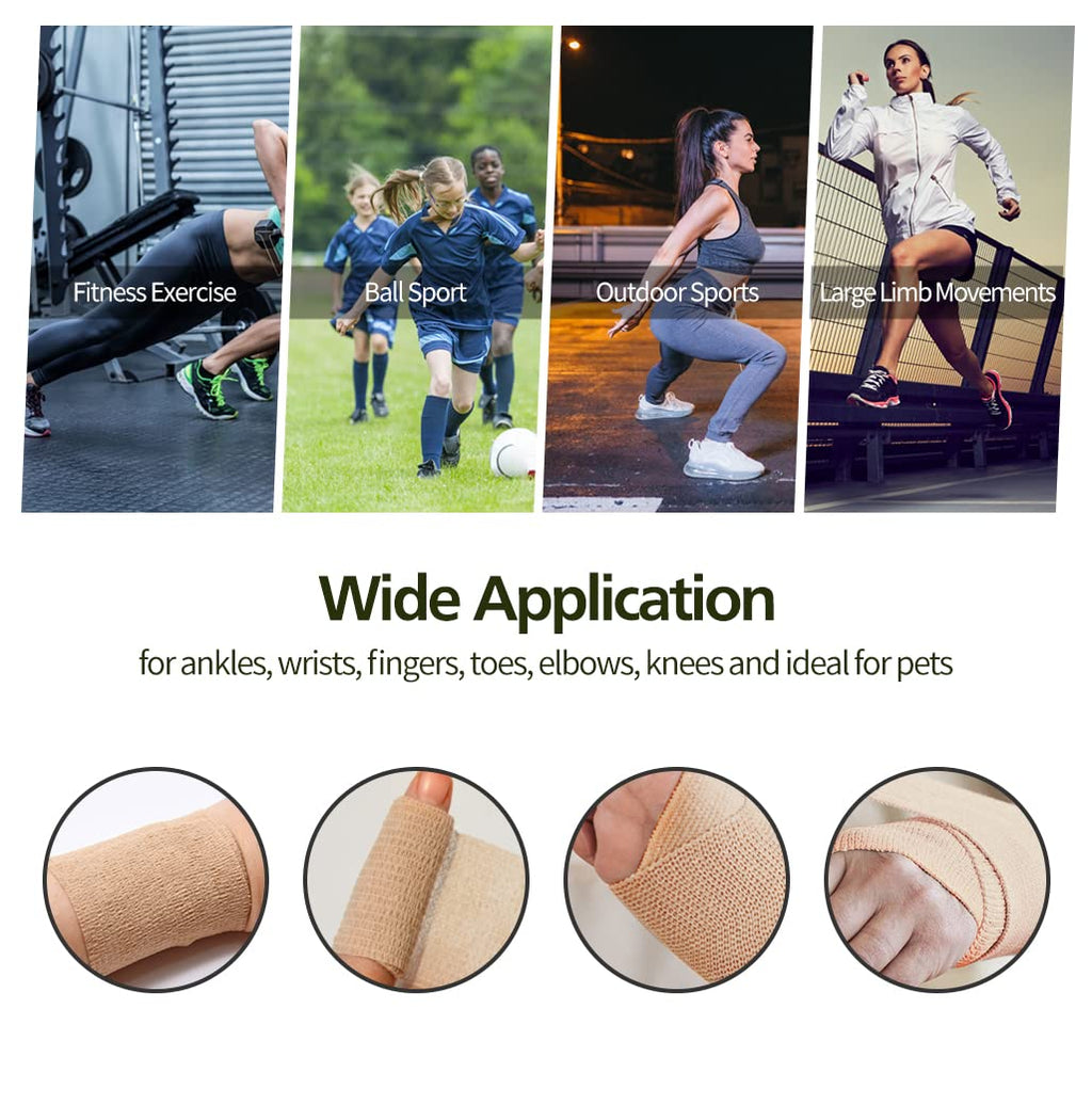48pcs Self Adhesive Bandage Wraps, 4in 5 Yards, Skin Color (4 Inch, 48 Pack Skin Color)