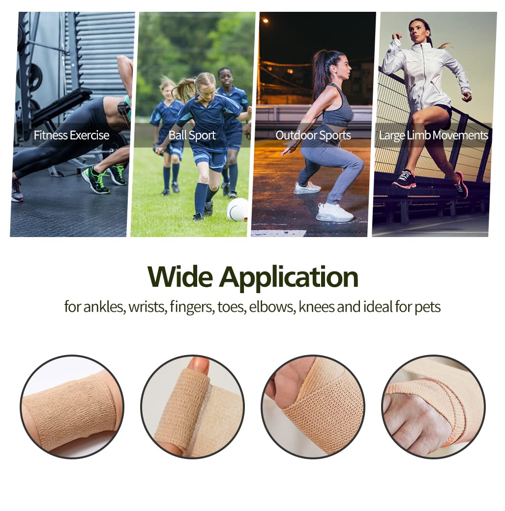 48pcs Self Adhesive Bandage Wraps, 4in 5 Yards, Skin Color (4 Inch, 48 Pack Skin Color)