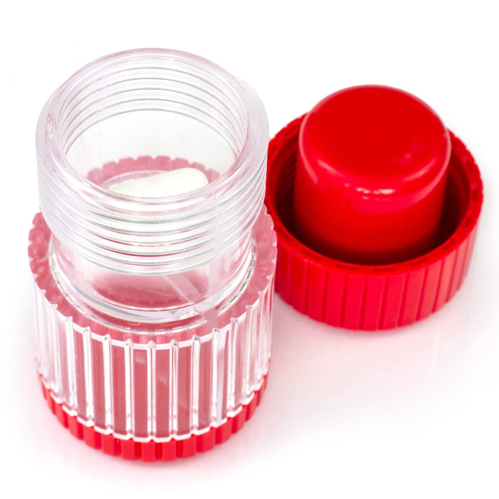 HealthSmart Pill Crusher and Grinder, Crushes Vitamins and Tablets, Holds Up to 2 Pills, With Ergonomic Grips, Red