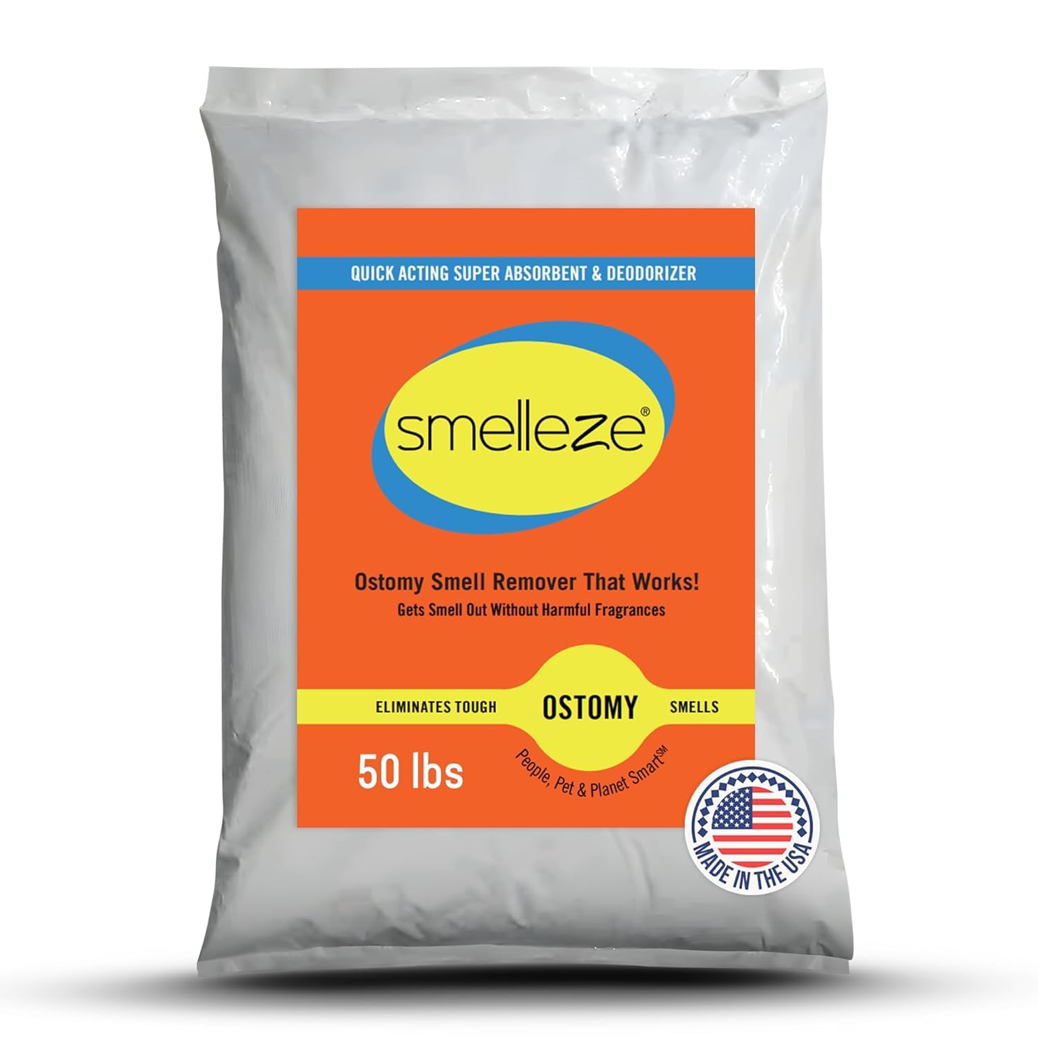 SMELLEZE Ostomy Bag Odor Eliminator: 50 lb. Granules Stop Embarrassing Ostomy, Colostomy, Stoma & Ileostomy Odor