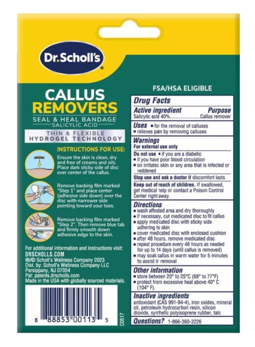 Dr. Scholls Callus Removers 4 Cushions - 4 Medicated Discs (Pack of 2)