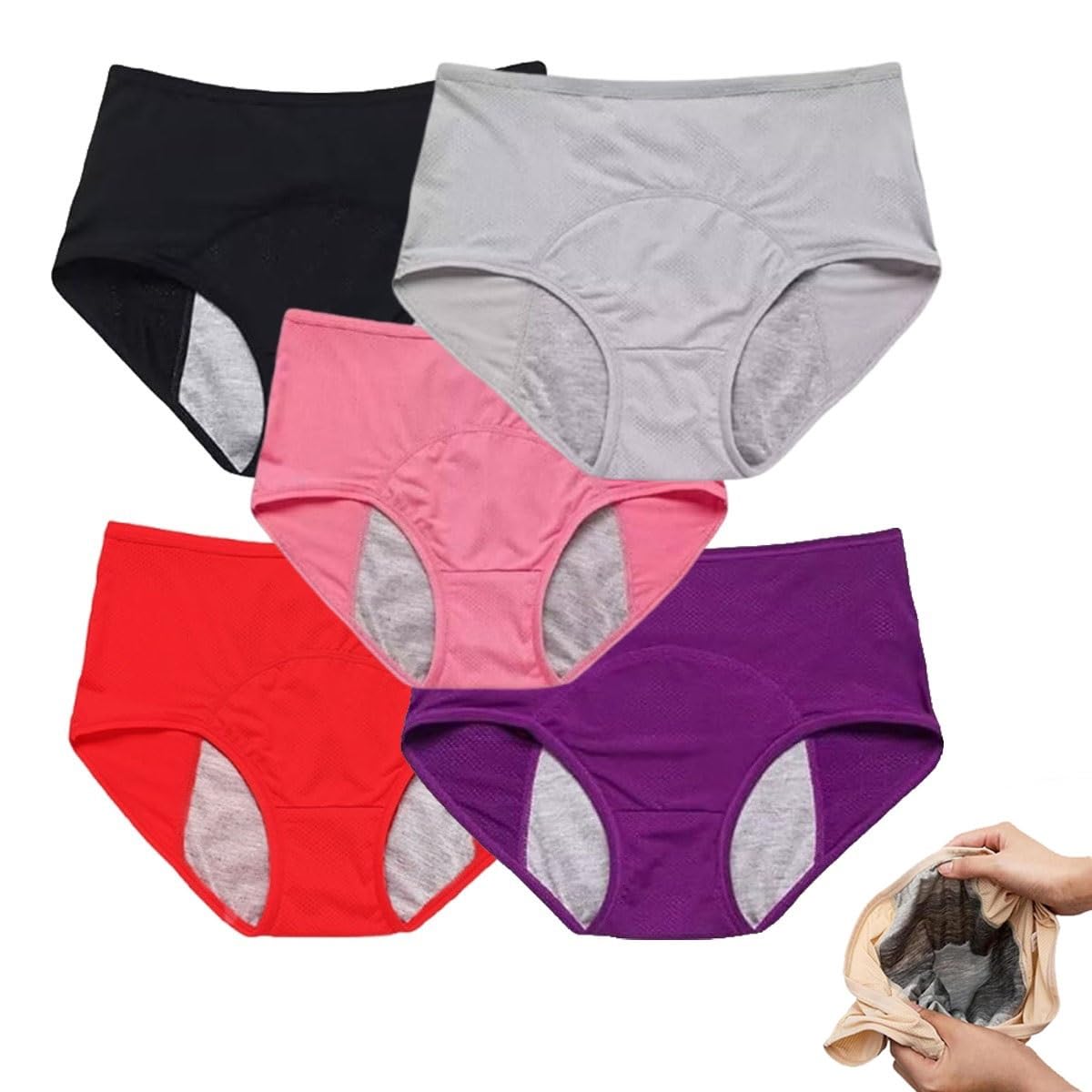 IDCWZL Leakproof Panties for Women Over 60 Leak Proof Ladies Underwear with Incontinence Comfortable(5pc-b,M)