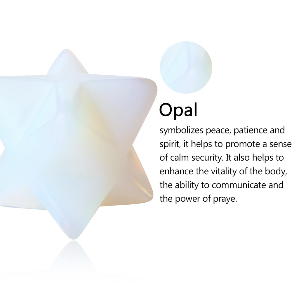 QINJIEJIE Opal Merkaba Crystal, 1 Natural Healing Sacred Energy Generator Stones, Reiki Dodecahedron Crystal Protection Cleansin