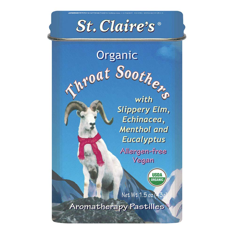 Organic Throat Soothers Aromatherapy Pastilles St.Claires Organics 1.38 oz Tin