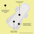 The Honey Pot Company - 64ct - Pads for Women - Non-Herbal Heavy Flow Daytime Pads w/Wings - Organic Cotton Cover & Ultra-Absorb