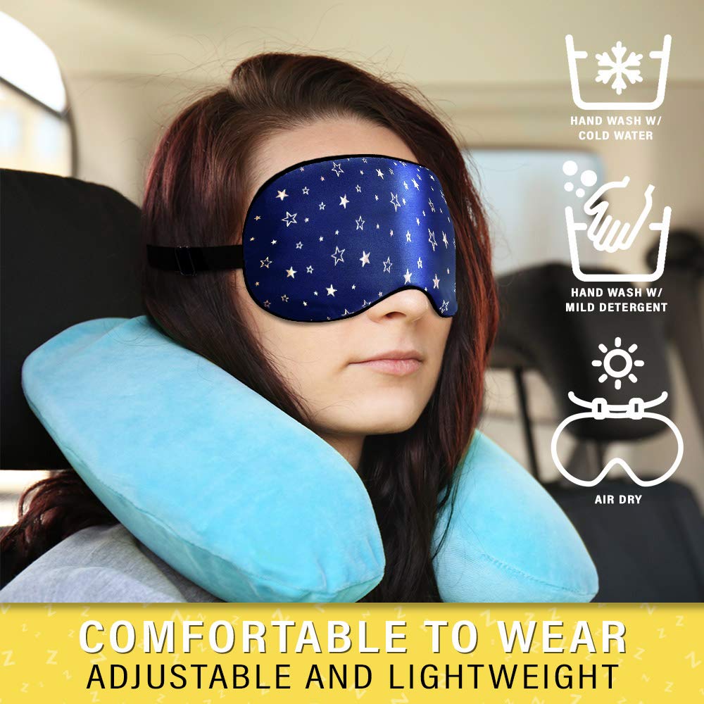 Silk Sleep Eye Mask for Men Women, Comfortable Super Soft Eye Mask with Adjustable Strap, 100% Pure Silk, Works with Every Nap P