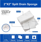 Split Drain Sponge Gauze 2x2 Sterile 6 Ply Pads [Pack of 70] Absorbent Precut 2X2 Non-Woven Slit Bandage for I.V. Tracheostomy -