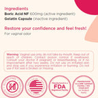 BoriCap - Boric Acid Suppositories for Women - 600 mg - Vaginal Health, pH Balance, Itch & Odor - Natural - Feminine Care - by H