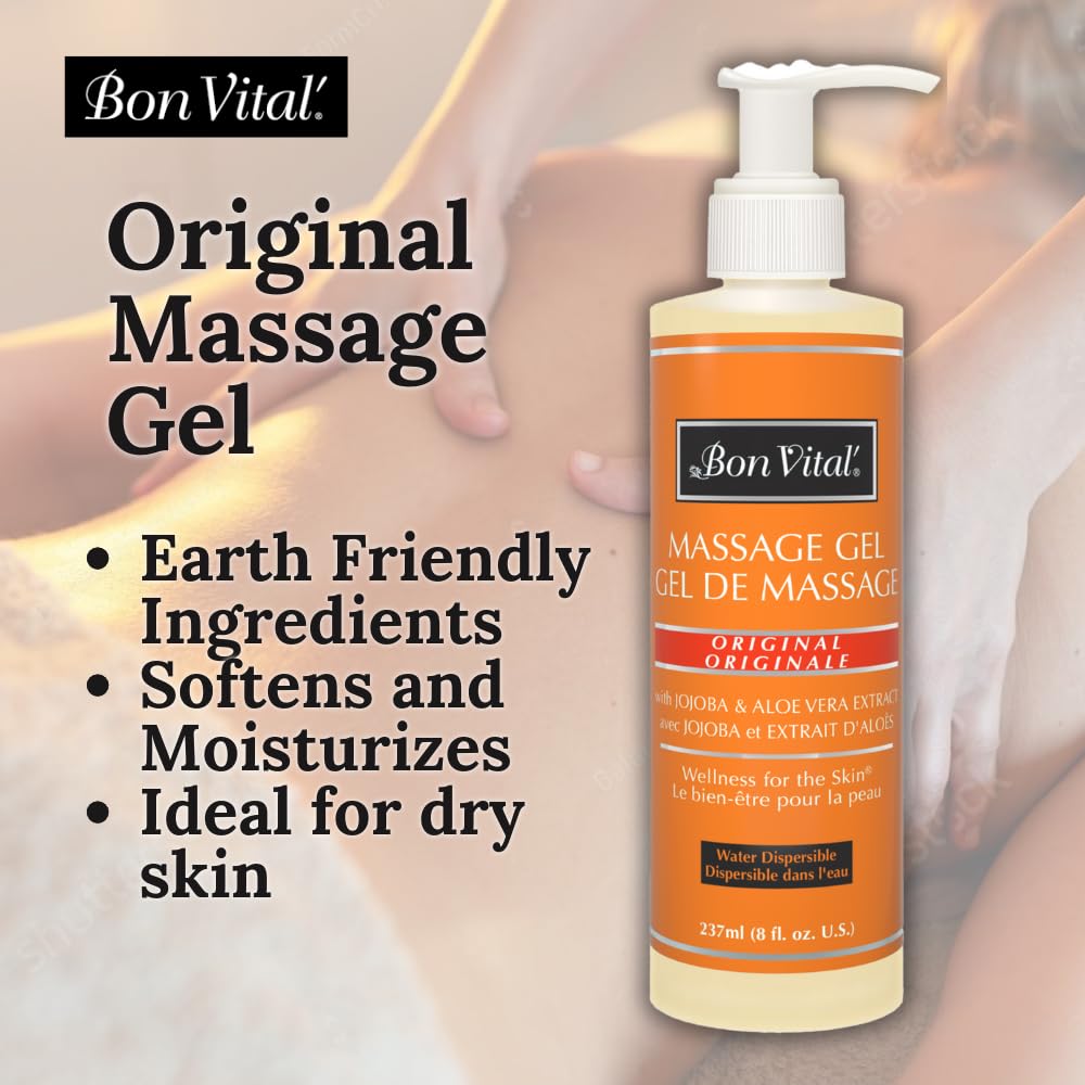 Bon Vital Original Massage Gel for a Versatile Massage Foundation to Relax Sore Muscles and Repair Dry Skin, For Massage Therap